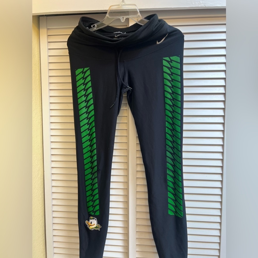 Oregon ducks U of O Nike dri-fit black running pants leggings Sz M